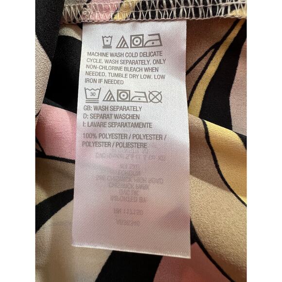 Belle Kim Gravel Top Blouse Medium Heart Print Retro Mod Button Shirt V-Neck New - Picture 9 of 10